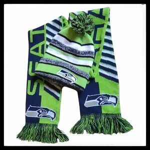 Seattle Seahawks Knit Hat With Matching Neck Scarf OS